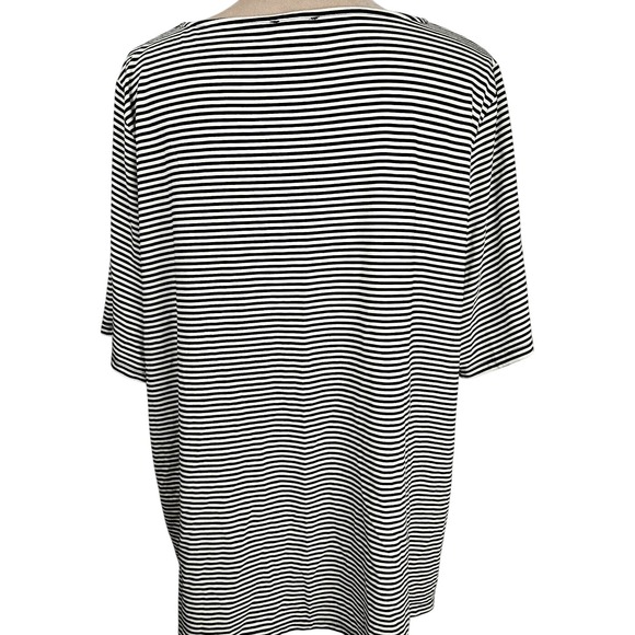 Talbots‎ Womens Sz 3x Top Black/ White Striped Short Sleeve TShirt Casual Basic - Picture 5 of 7